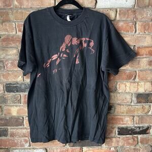 Spider-Man Marvel Mad Engine 2000’s Red Foil Print T-Shirt Black Shirt Faded L